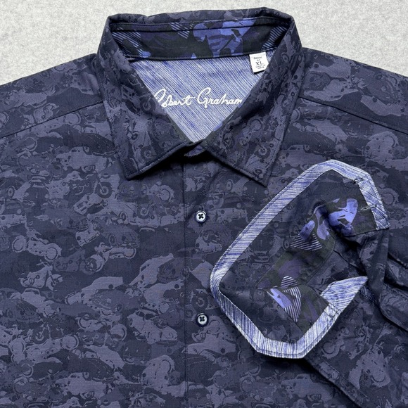 Robert Graham Other - Robert Graham Shirt Mens XL Blue Junk Yard Car Motorcycle Classic Fit Flip Cuff